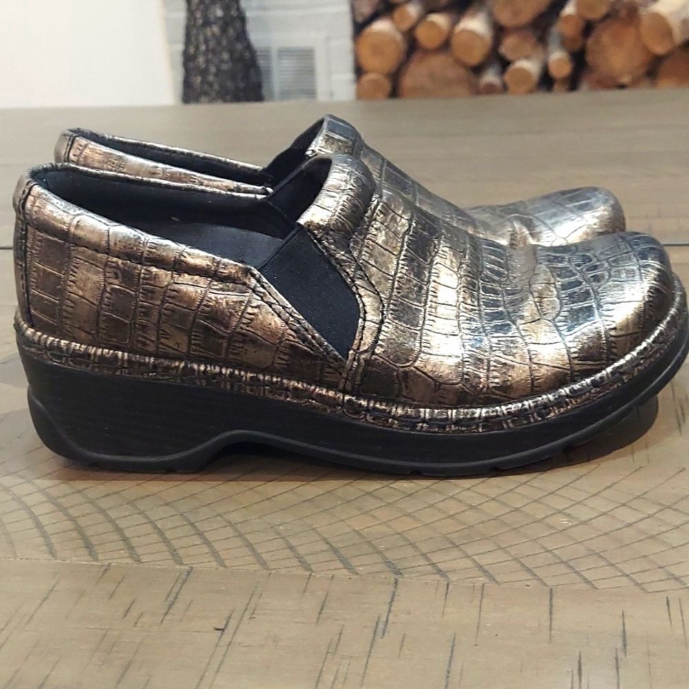 Klogs Metallic Croc Snakeskin Gator  Clog Mules Sz 7.5